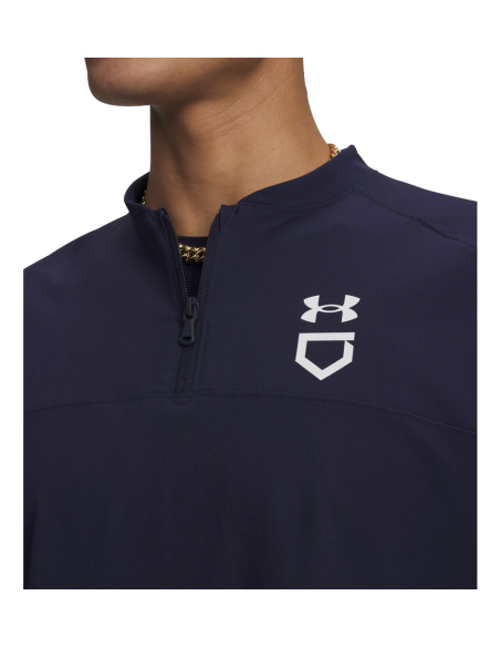 UA Boys'Utility - Gabbia a maniche corte - Midnight Navy / Bianco