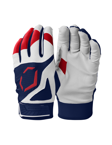 Guantes de bateo de béisbol/softbol EVOSHIELD SRZ-1™ Youth - Navy/Scarlet (Youth S)
