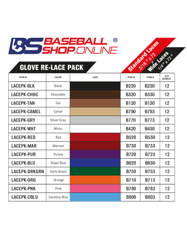 Baseball/Softball-Handschuh-Schnürsenkel B750 (3/16" x 72")
