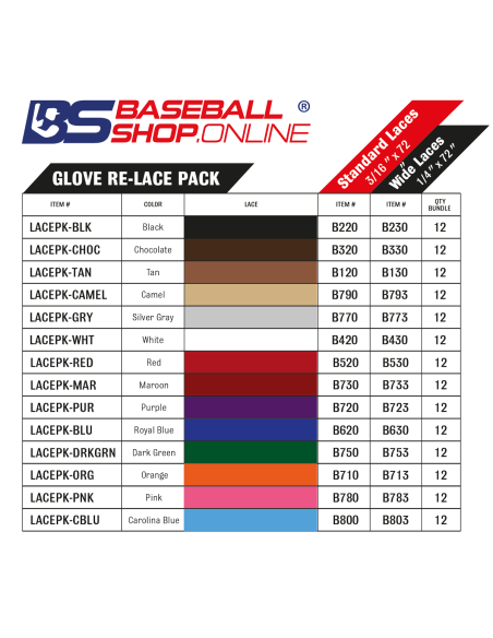 Baseball/Softball-Handschuh-Schnürsenkel B750 (3/16" x 72")