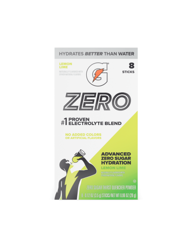 Gatorade Zero | Prah u pojedinačnim porcijama | Lemon Lime (8 vrećica)