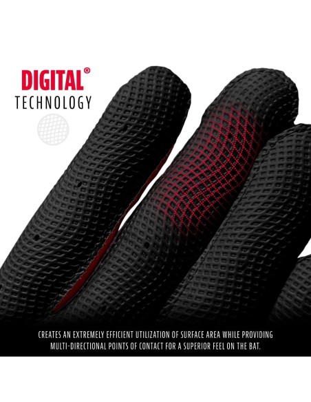 Baseballové pálkařské rukavičky Franklin's DIGITEK® GREY/BLACK/RED (Youth M)