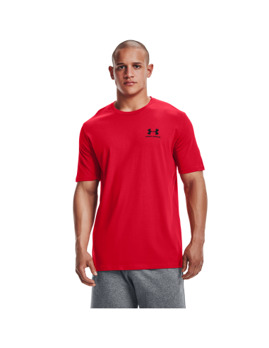 Chemise à manches courtes UA Sportstyle Left Chest pour hommes, rouge