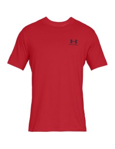 Heren UA Sportstyle Korte Mouw Shirt met Linker Borst Rood