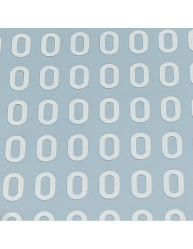 Autocolant cu numere pentru cască sau bâtă | font drept | alb | mic