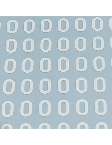 Autocolant cu numere pentru cască sau bâtă | font drept | alb | mic