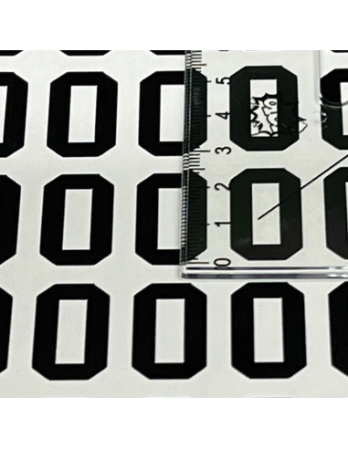 Number sticker for helmet or bat | university font | black | large