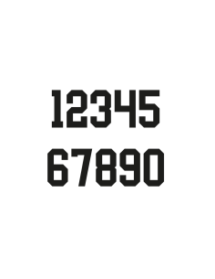 Number sticker for helmet or bat | university font | black | large