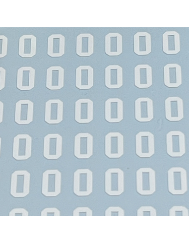 Number sticker for helmet or bat | university font | white | small
