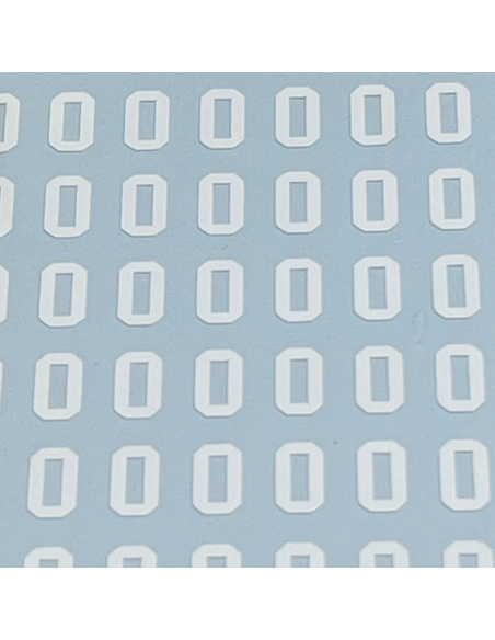 Number sticker for helmet or bat | university font | white | small