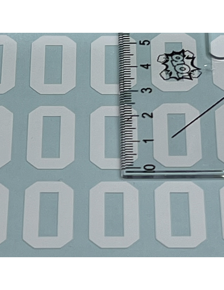 Autocolante de números para capacete ou taco | tipo de letra universitário | branco | grande