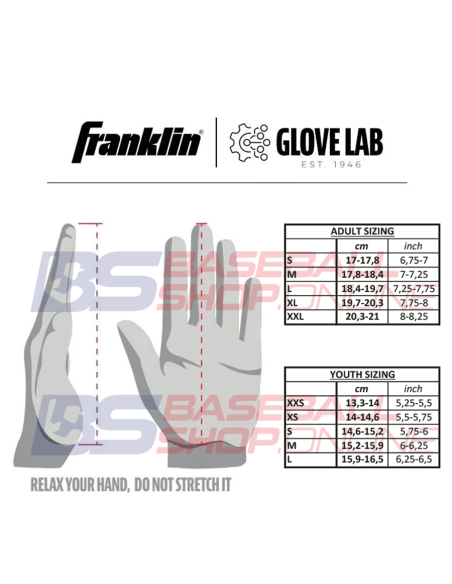 Baseball batting gloves Franklin's DIGITEK® BLACK/BLACK (Youth L)