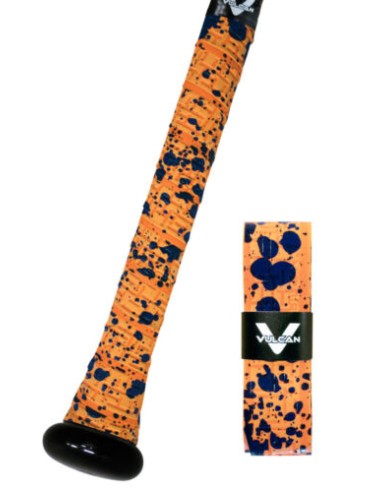 Honkbalknuppel grip wrap Vulcan V175 - ORANJE SPLATTER (1,75 mm)