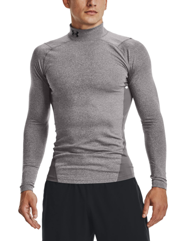 Mock de compressão Under Armour ColdGear® Charcoal Light Heather para homem