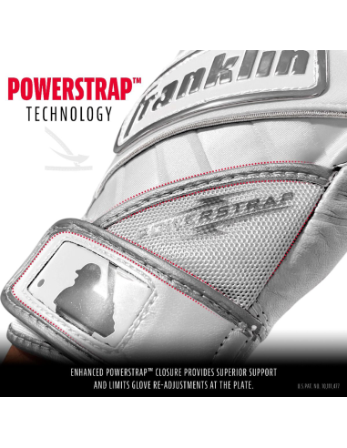 Baseball batting gloves Franklin Powerstrap® - White/White (S)
