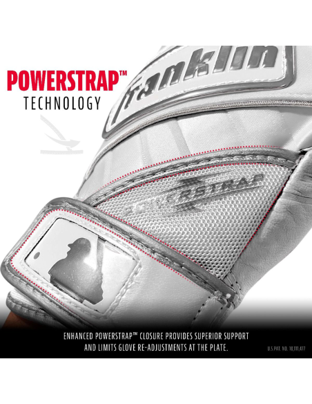 Baseball batting gloves Franklin Powerstrap® - White/White (S)