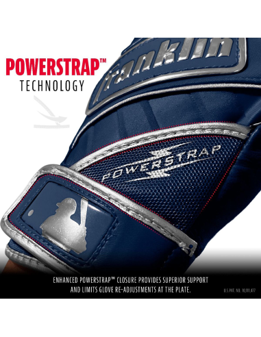 Rukavice za udaranje za bejzbol Franklin Powerstrap® - tamnoplave L