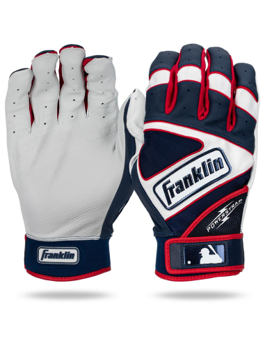 Guantes de bateo de béisbol Franklin Powerstrap® - Azul marino/Rojo M
