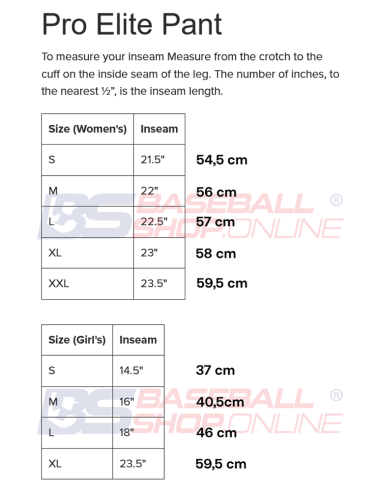 Softball női hagyományos PRO ELITE PANT - fekete (XL)