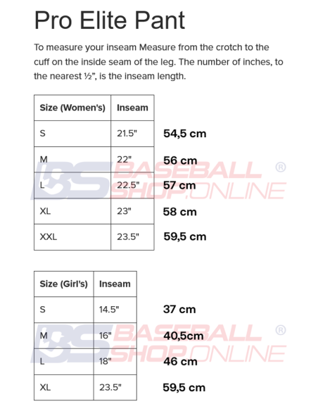 Softball női hagyományos PRO ELITE PANT - fekete (XL)