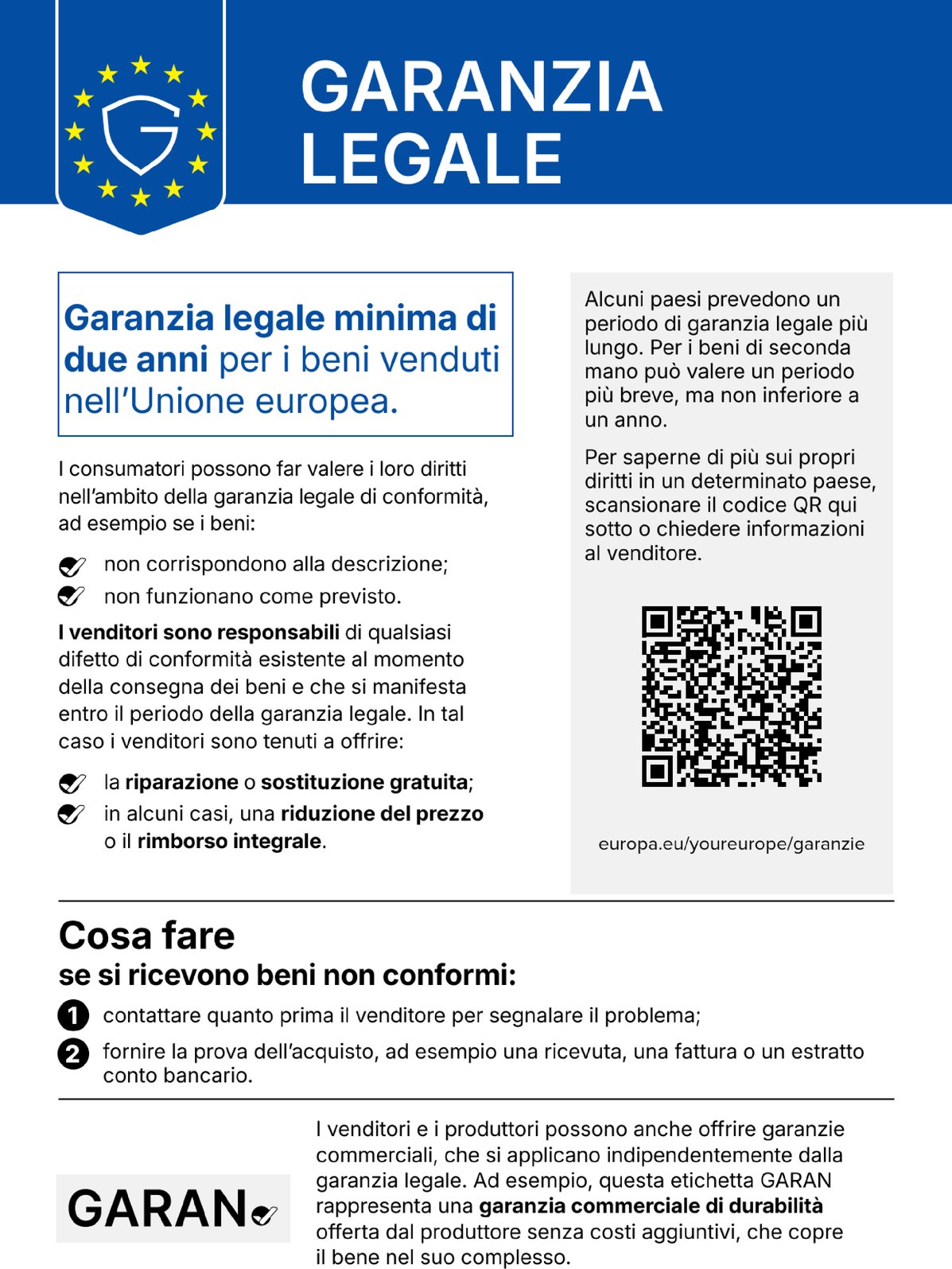 Garanzia legale di conformità dei beni