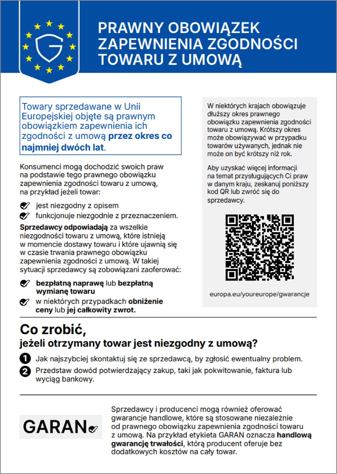 Ustawowa odpowiedzialność za zgodność towaru z umową