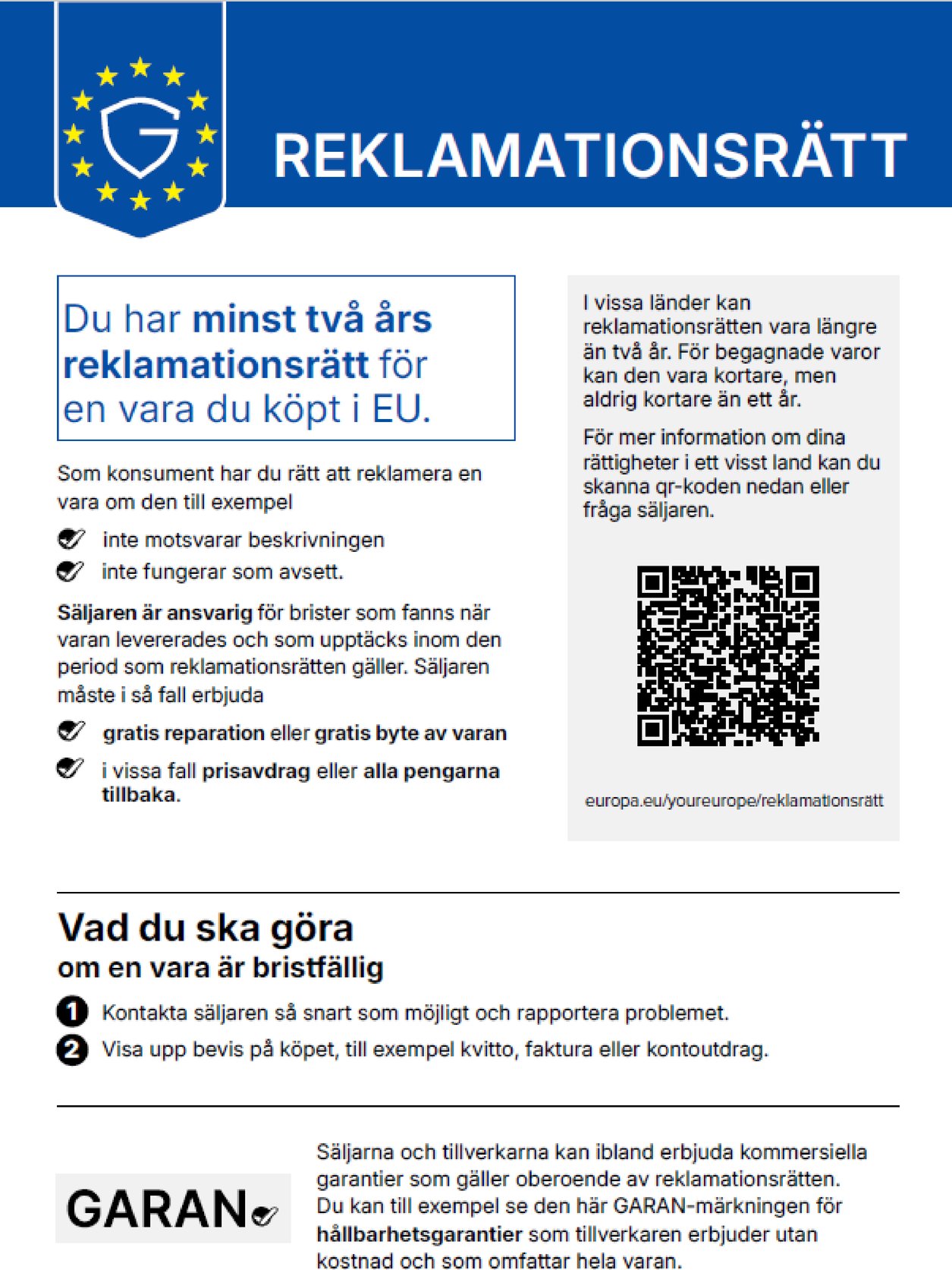 Lagstadgad garanti för varor